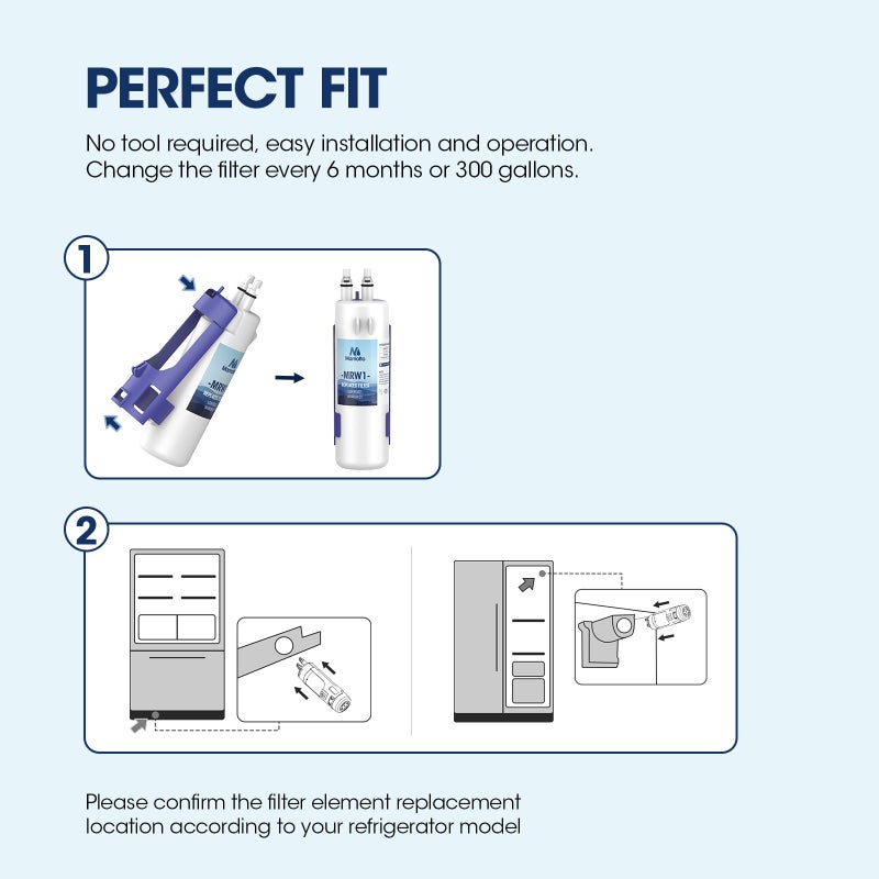 MARRIOTTO MRW1 Refrigerator Water Filter Compatible with Whirlpool W10295370A  EDR1RXD1  Filter 1  W10295370  P4RFWB  P8RFWB2L  46-9930  46-9081 Refrigerator Water Filter | Pack of 3 - Image 3